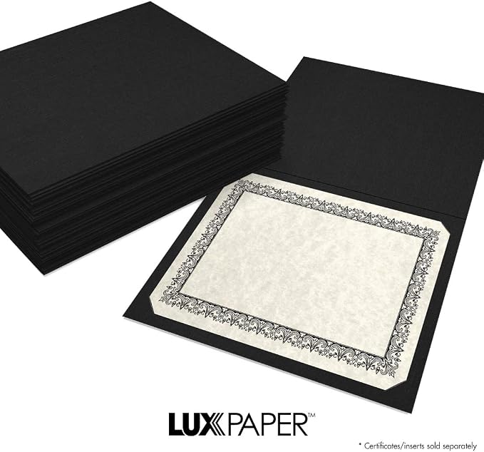 LUXPaper 9.5" x 12" Certificate Holders | Black Linen | 100lb. Cover | 100 Qty - Image 8