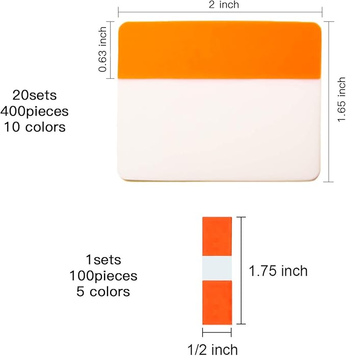 500 Pieces Tabs 2 Inch Sticky Index Tabs, Writable and Repositionable File Tabs - Image 2