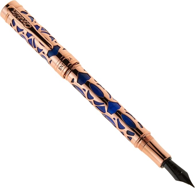 Conklin Endura Deco Crest Fountain Pen in Blue, Extra Fine Nib, Premium Writing by Conklin