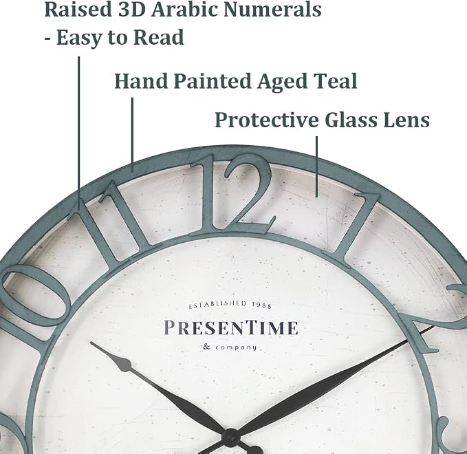 Presentime & Co 21" Farmhouse Series Wall Clock, Vintage Style, Retro Clock - Image 2