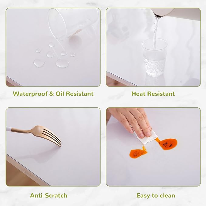 Eisdroma 16 x 32 Inch Clear Table Cover Protector, 1.5mm Thick Plastic Table - Image 4