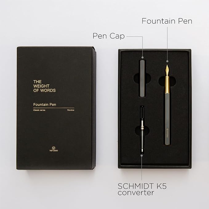 YSTUDIO Stunning Classic Revolve Fountain Pen, Schmidt Gilded Nib, Best Pen - Image 5