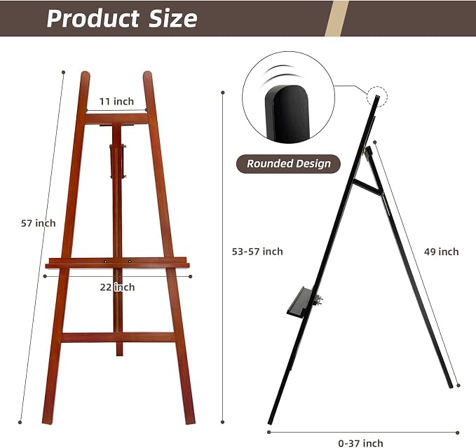 Stuelloaf Large A-Frame Wooden Painting Display Black Easel, Large Adjustable - Image 2