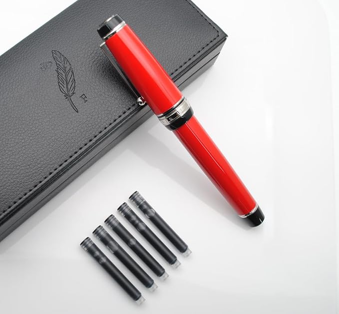 xixixiaozhu Metal Big Fountain Pen Set Medium Nib 0.7mm, Includes Ink Refill - Image 3