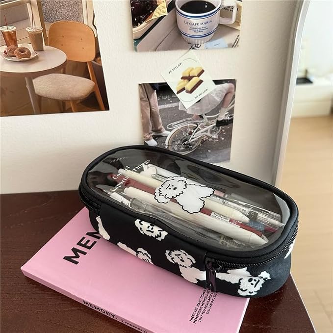 Cute Puppy Japanese Pencil Case Clear Case Large Capacity Canvas PVC Aesthetic - Image 7