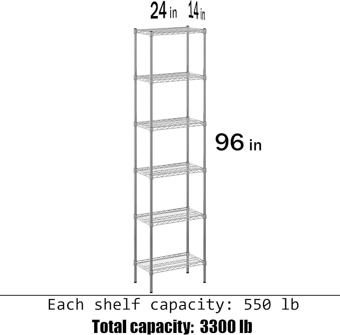 Regal Altair 14" Deep x 24" Wide x 96" Height Wire Shelving Kit | 6-Tier | NSF - Image 3