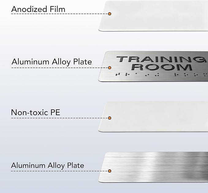 RESTROOM Signs with Raised Text & Grade 2 Braille, Brushed Aluminum/Silver - Image 5