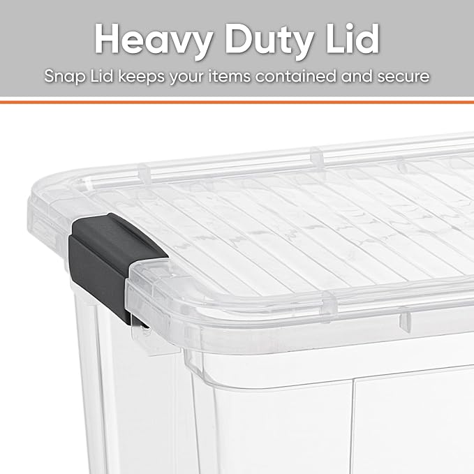 Superio Storage Bins with Lids- 4 Pack, 6.6 Qt Clear Boxes - Image 4
