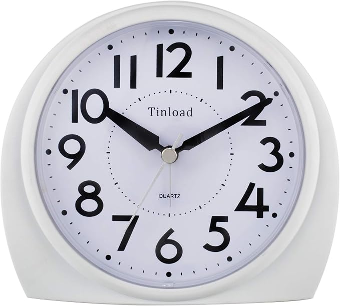 Tinload 5.5" Large Analog Alarm Clock Silent Non Ticking, Gentle Wake, Beep by Tinload