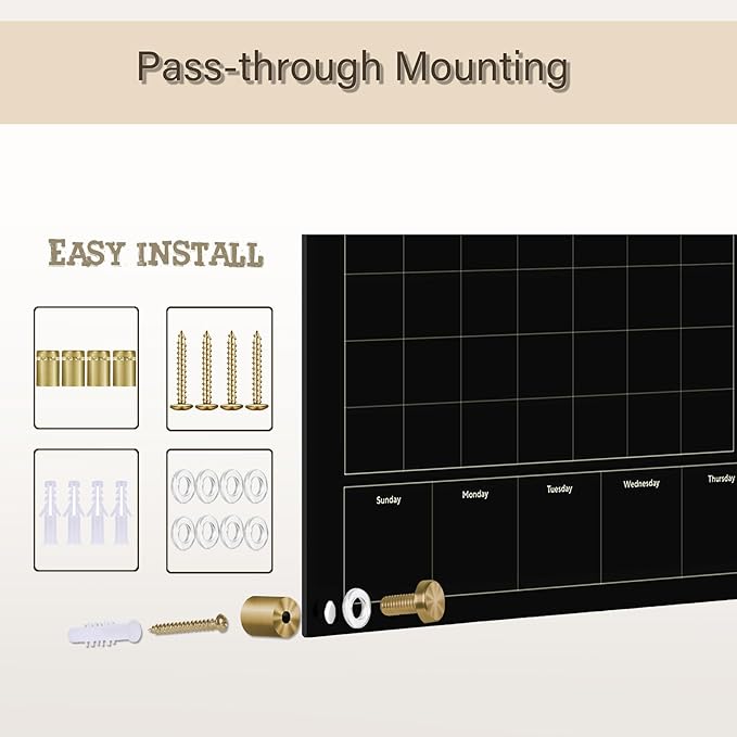 Black Glass 3-1 Monthly Dry Erase Calendar Whiteboard - Image 5
