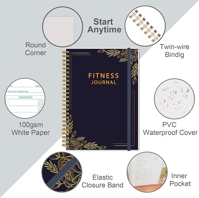 Simplified Fitness Journal for Women & Men, A5 Workout Journal/Planner Daily - Image 2