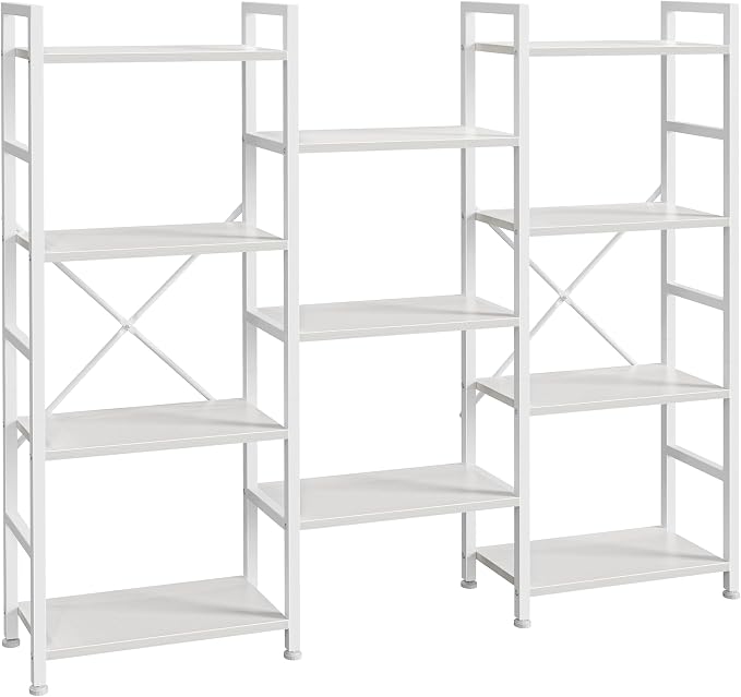 SUPERJARE Triple 4 Tier Bookshelf, Bookcase by SUPERJARE
