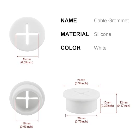 Desk Grommet, 3/4 Inch Flexible Rubber Grommets, Silicone Cable Cord Grommet - Image 2