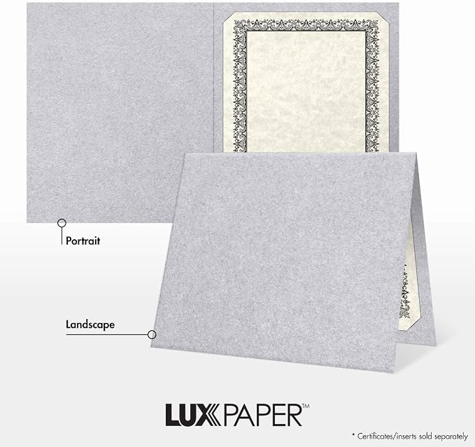 LUXPaper 9.5" x 12" Certificate Holders | Silver Metallic | 105lb. Cover | 50 - Image 5