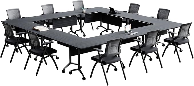 Goakwwuz Conference Room Table, Folding Conference Tables, Thicken Grey Tabletop - Image 3