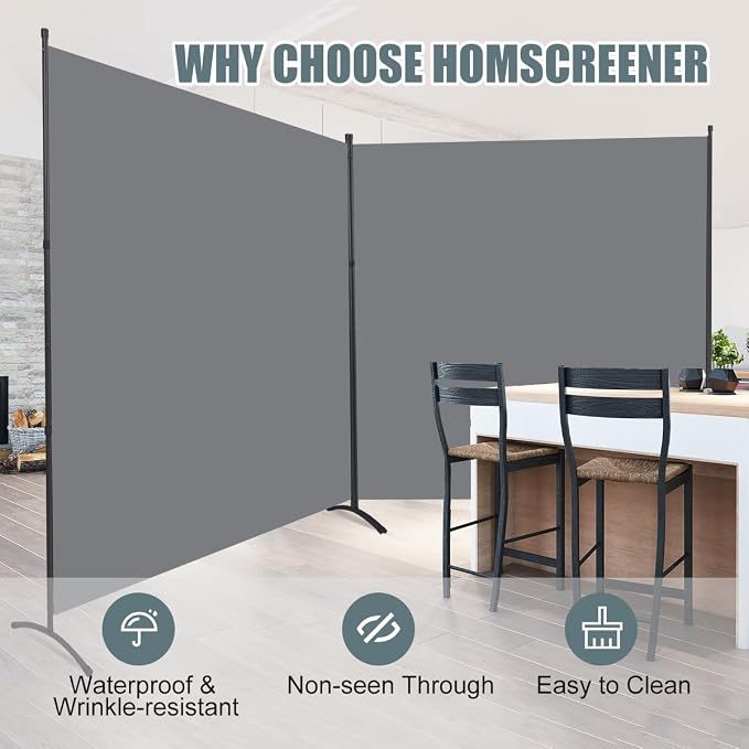 Room Divider 2 Panel Large Privacy Screens, Tall 6FT Partition Room Dividers - Image 2