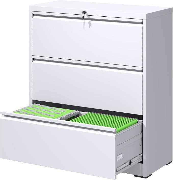 FLIXELIO File Cabinets 3 Drawer, Metal Office Storage Filing Cabinet by FLIXELIO