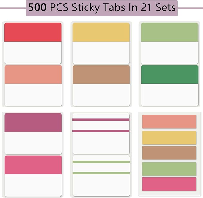 ELII 500 PCS Sticky Index Tabs 2 Inch Book Tabs Page Markers File Tabs Self - Image 2
