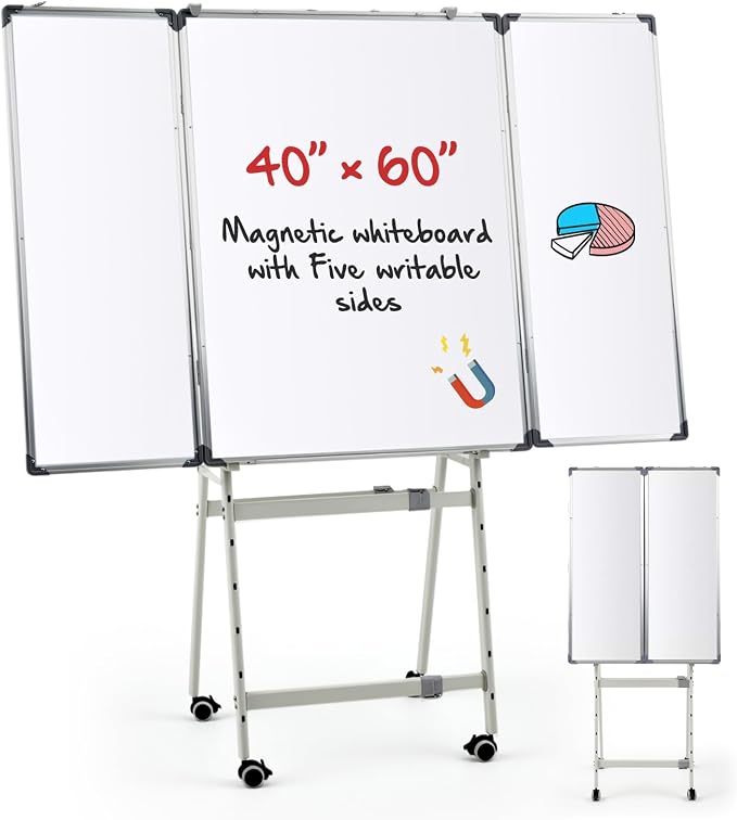 40" x 60" Rolling Whiteboard Foldable Dry Erase Board by Unknown
