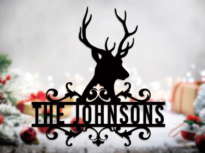 Metal Deer Scene Outdoor Family Wall Sign, Custom Deer Name Sign, Hunter Gifts - Image 2