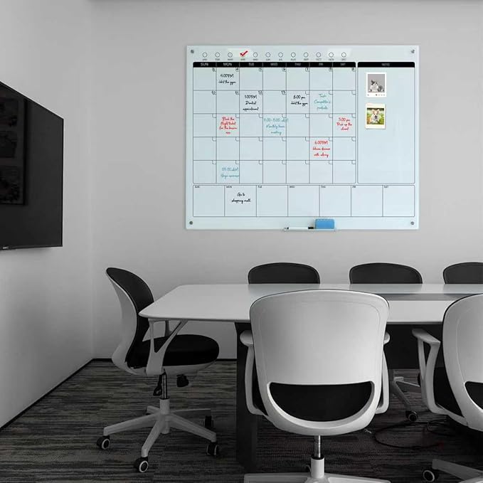 Magnetic Glass Whiteboard Calendar 48"x36" Glass Dry Erase Calender Board - Image 6