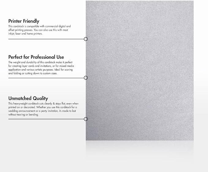 LUXPaper 8.5" x 11" Cardstock | Letter Size | Silver Metallic | 105lb. Cover | - Image 8
