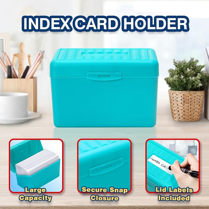 H4D 4x6 Index Card Holder with 100 Heavyweight Ruled Index Cards and 25 Plastic - Image 3