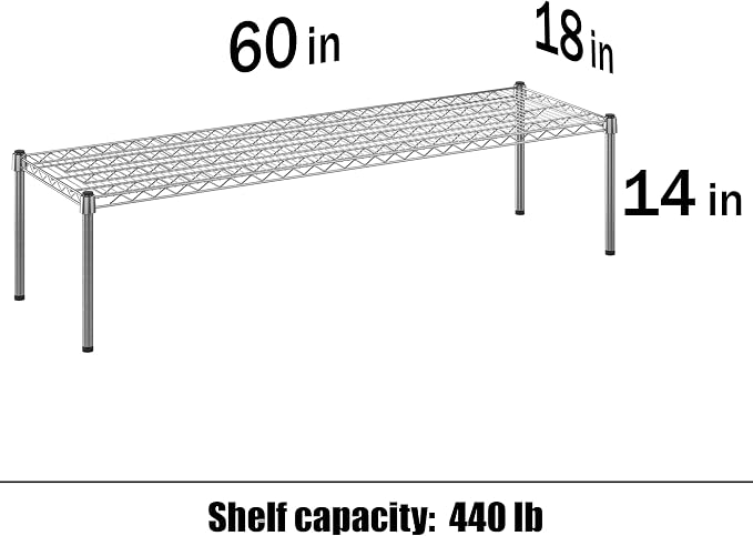 Regal Altair 18" Deep x 60" Wide x 14" Height Wire Shelving Kit | 1-Tier | NSF - Image 3