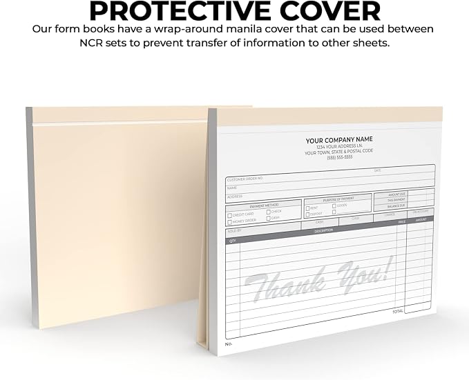Custom 8.5" x 7" Carbonless NCR Books in 3-Part Triplicate Invoices, Work Orders - Image 3