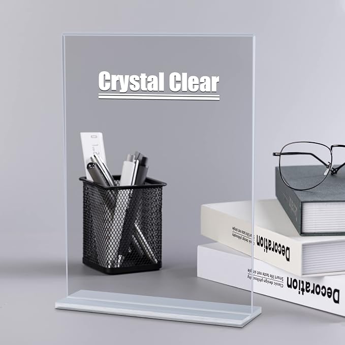 xydstay 6pack Acrylic Sign Holder 5.5 X 8.5, Vertical T Shape Clear Plastic - Image 3