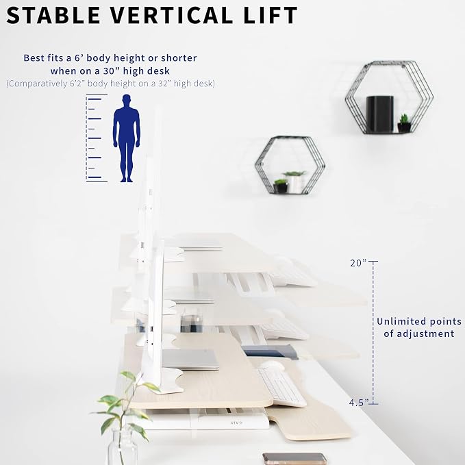 VIVO 42 inch Desk Converter, K Series, Height Adjustable Sit to Stand Riser - Image 4