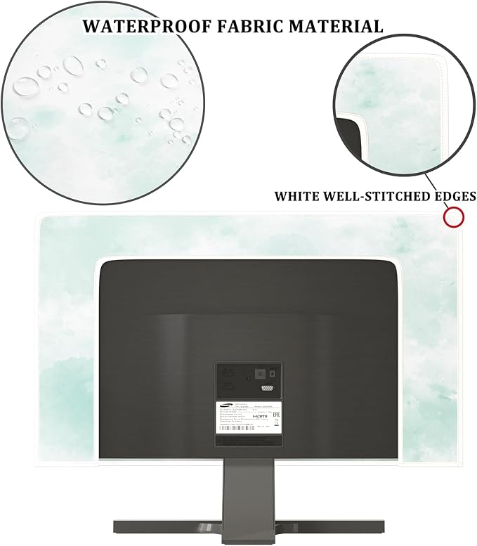 Baocicco Abstract Watercolor Waterproof Computer Monitor Cover 26, 28 Inch Cyan - Image 3