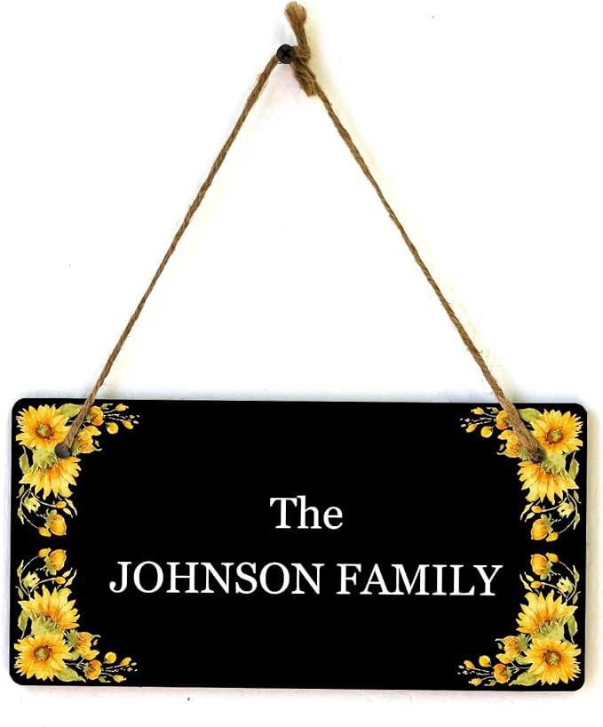 Signs ByLITA Sunflower Corners Black Background Personalized Hanging Wall or - Image 9