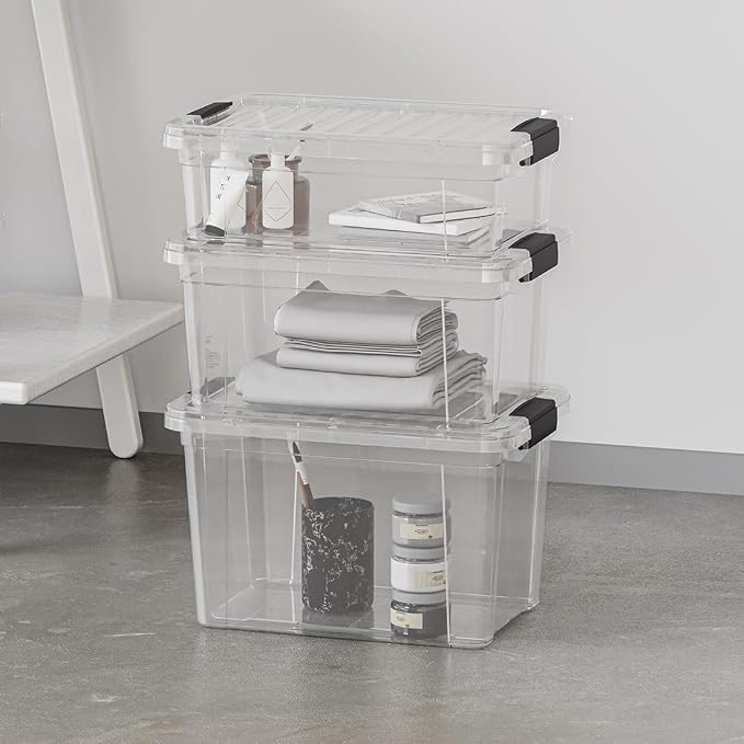 Superio Storage Bins with Lids- 4 Pack, 1.85 Qt Clear Boxes - Image 7