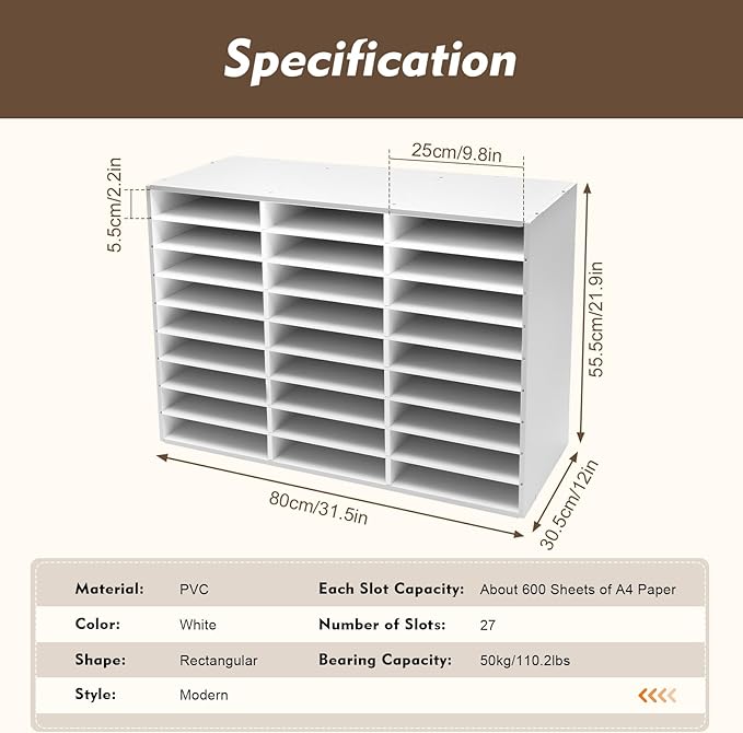 27 Slots Mail Sorters for Office, PVC Literature Organizer - Image 2