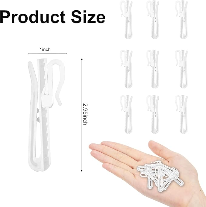 30 PCS Plastic Curtain Hooks Adjustable Pinch Pleat Curtain Clips Room Divider - Image 3