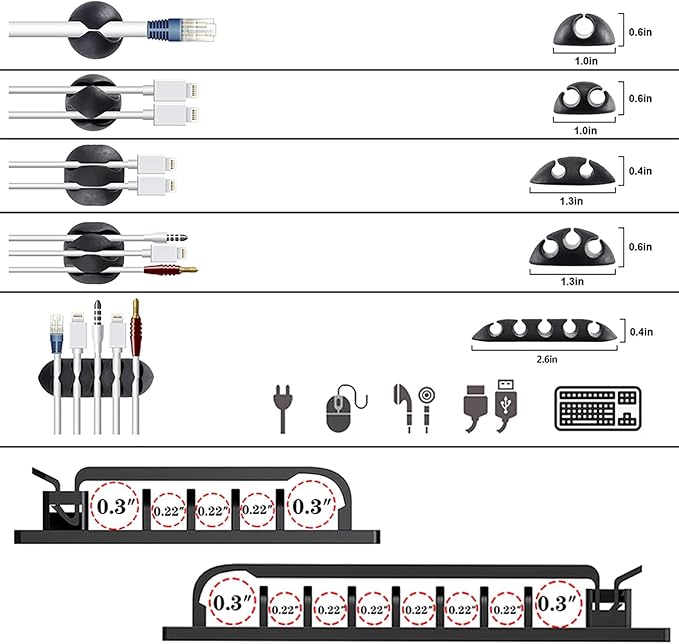 DRIVUU White Cable Management Organizer Kit 4 Cable Sleeve Split, 47Cable Clips - Image 7