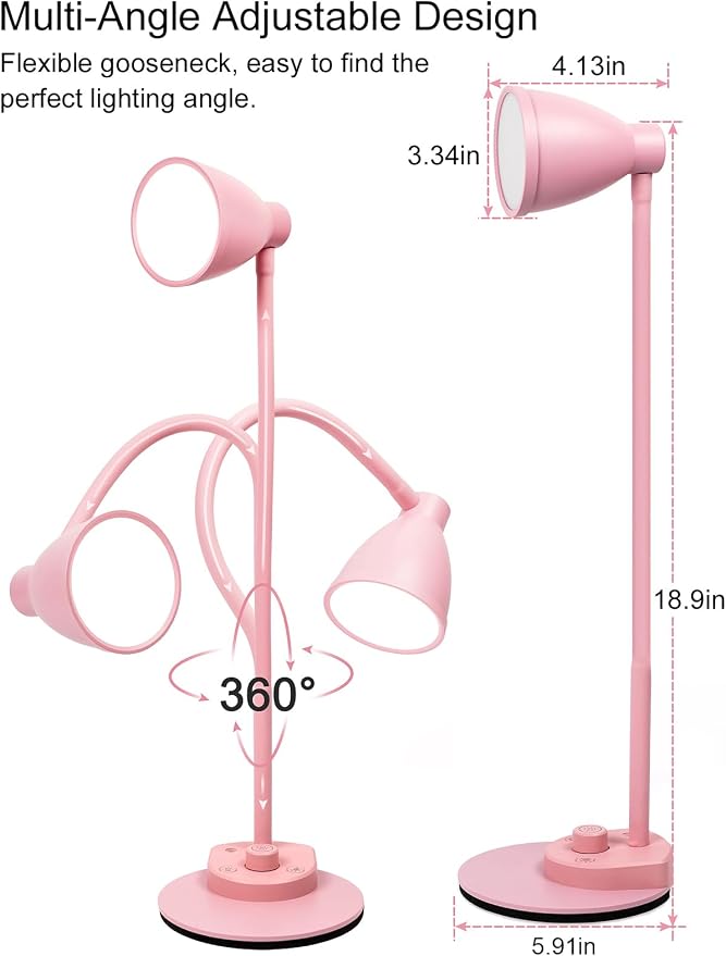 BOHON Cute Desk Lamp with USB Charging Port, Flexible Neck Auto Dimming Table - Image 7