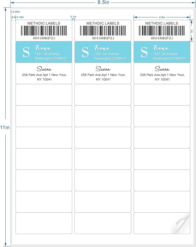 Methdic Address Labels 1" x 2-5/8" 900 Labels Sticker Paper - Image 2