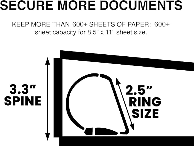 3 Ring Binder, 2.5" Professional Angle D-Rings, Presentation Folder - Image 3