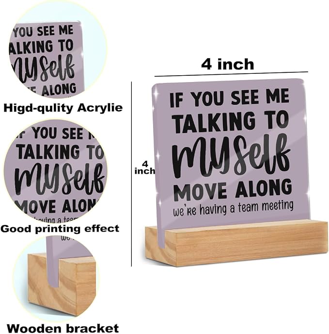 Funny Office Desk Decor Acrylic Sign 4x4 Inch, Humorous Decorative Desk Acrylic - Image 2