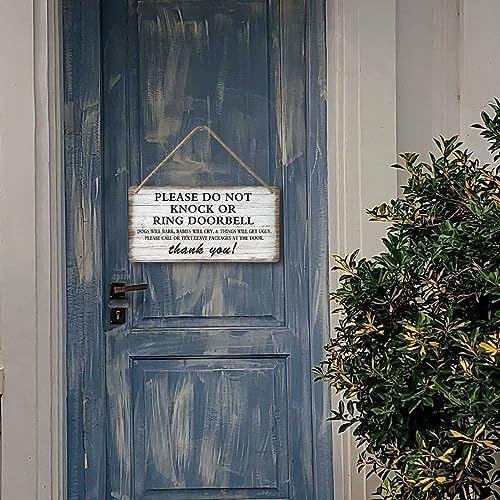 Baby Sleeping Sign For Front Door Please Do Not Knock Or Ring Doorbell Sign Funny Welcome Go Away Signs No Soliciting Sign For Home Don'T Disturb Hanging Sign Wall Decor