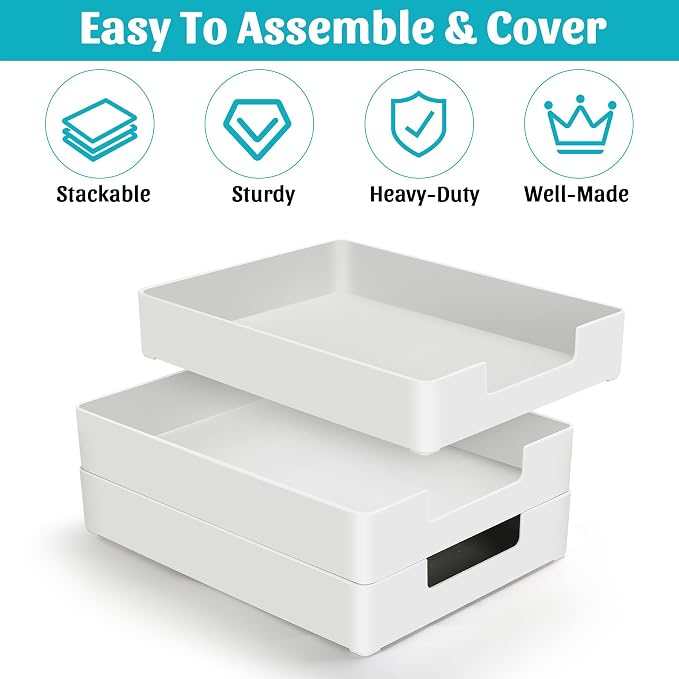 AZFUNN Letter-Size Tray Desk Letter Tray Paper Tray, Sturdy Heavy-Duty Plastic - Image 6
