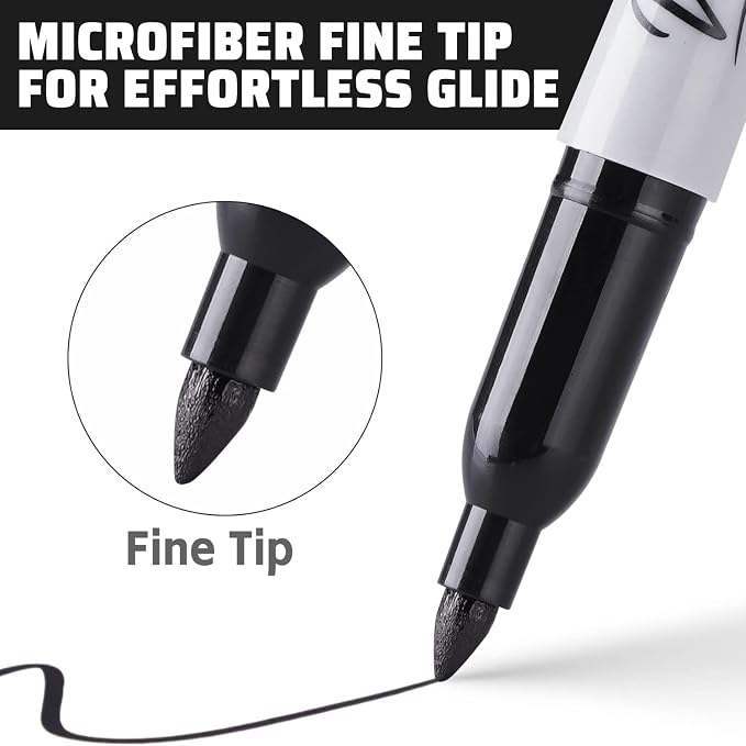 36 Pack Permanent Markers Fine Tip, School & Home, Waterproof, Smear-Proof - Image 5