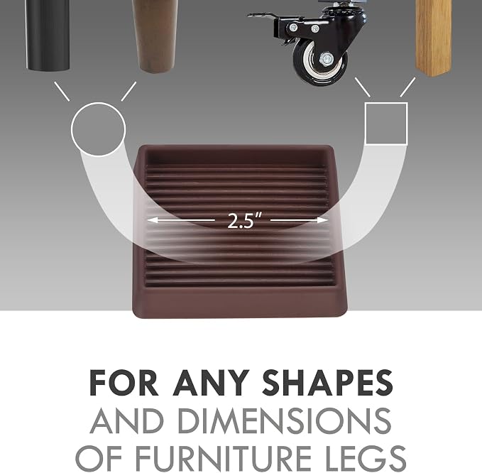 2.5X2.5 Rubber Caster Cups, Non Slip Furniture Pads, Anti-Slip Gripper - Image 2