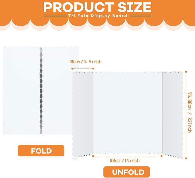 Henoyso 12 Pcs 22 x 38 Inch White Trifold Poster Board Large Tri Fold - Image 2