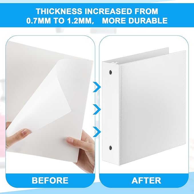 Henoyso 12 Pcs 3 Ring 1.5 Inch Binders Fits 8.5 x 11 Inch Letter Size Paper - Image 3