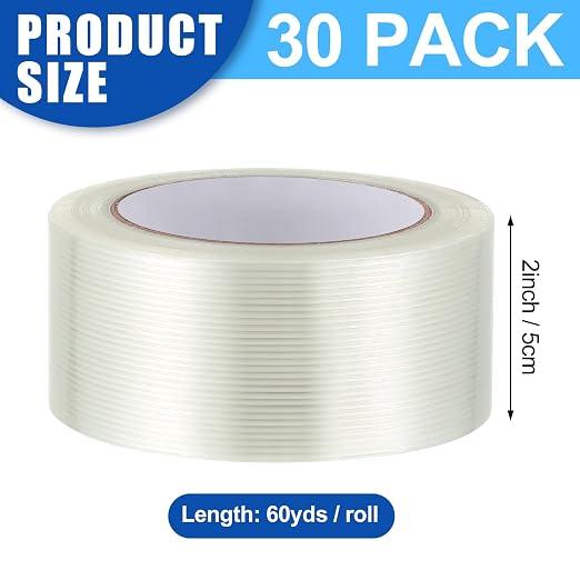 Treela 30 Rolls Strapping Tape 2 Inch X 60 Yards 5.5 Mil Fiberglass Filament - Image 2