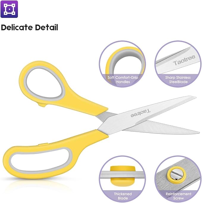 Scissors Bulk Set of 24-Pack, Taotree 8" Scissors All Purpose Comfort Grip - Image 4