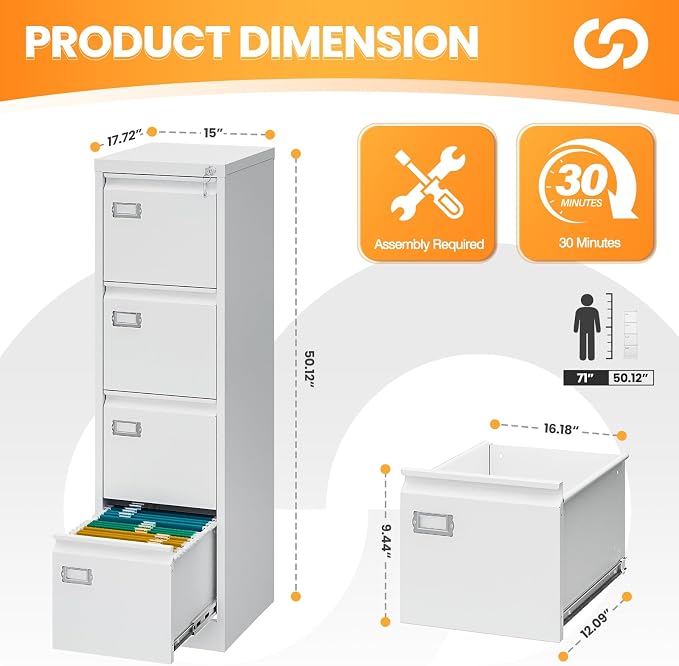 AFAIF 4 Drawer File Cabinet - Image 3